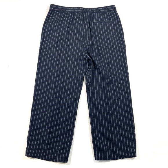 Eileen Fisher Wide Leg Crop Dress Pants Blue Pinstripe - Picture 2 of 9